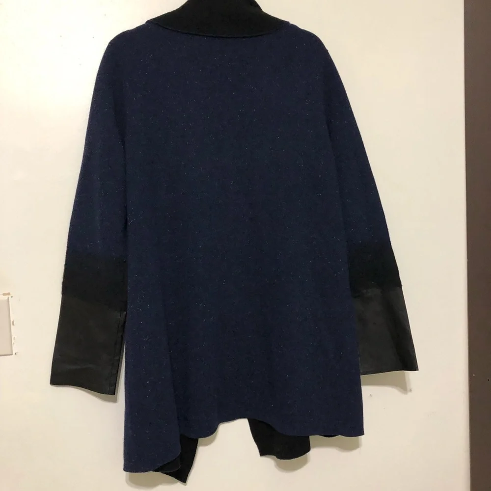 Vince Leather Cuff Wool Cashmere Sweater Jacket - Picture 7 of 9